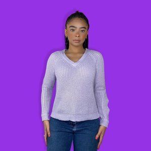 Pastel Purple Cut Out Knit Sweater